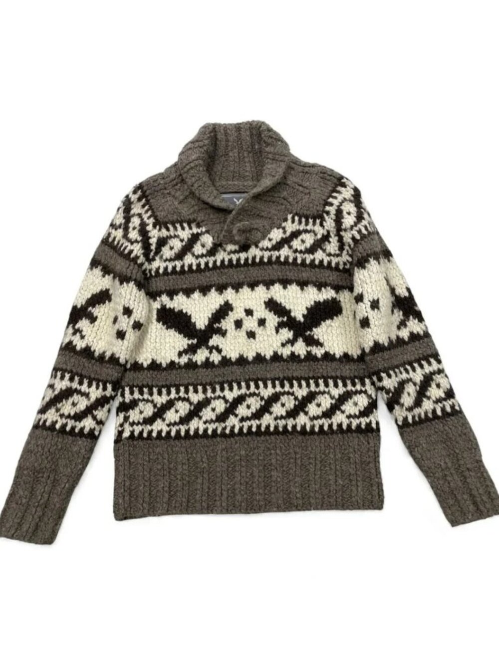 American Eagle Wool Blend Cowichan Pullover Navajo Western Sweater Women's Small
